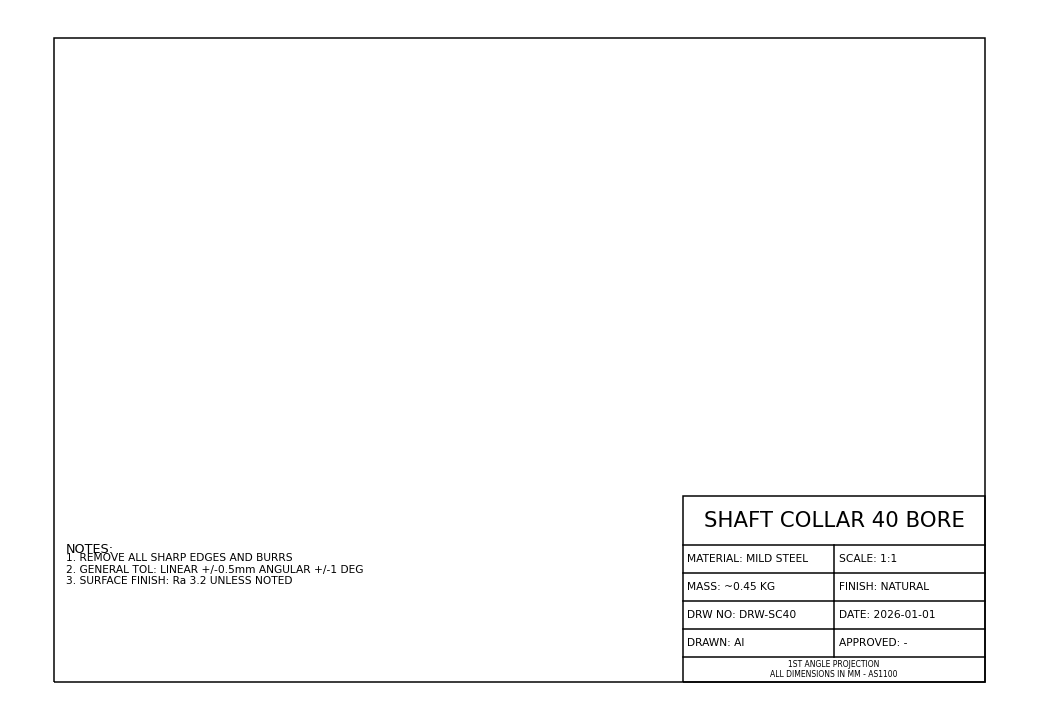 Shaft collar — section view + detail callouts, sheet 2