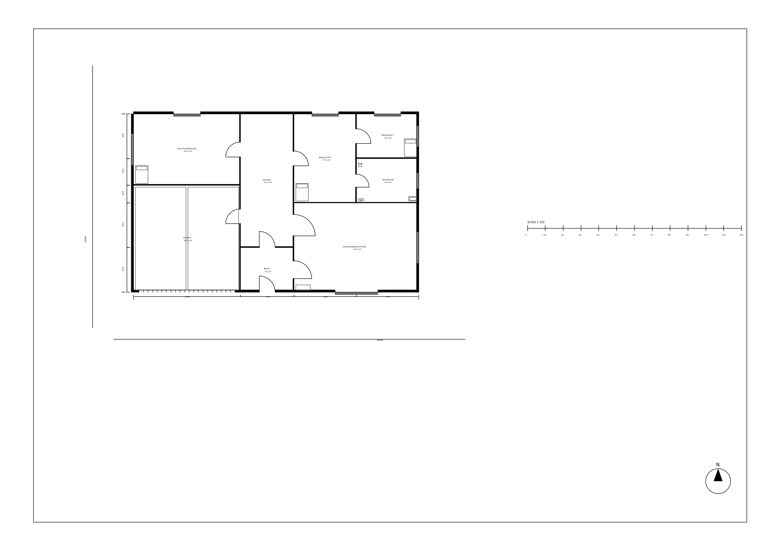 3-bedroom family home floor plan generated in AiCadGen